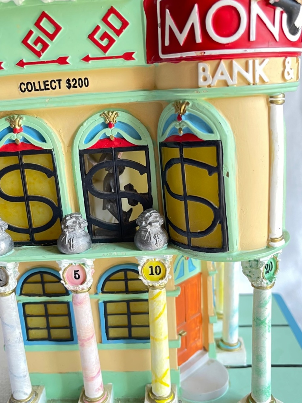 Monopoly Bank & Trust Decorative Building Figurine - Pastel Yellow, Mint, Coral - Picture 10 of 16